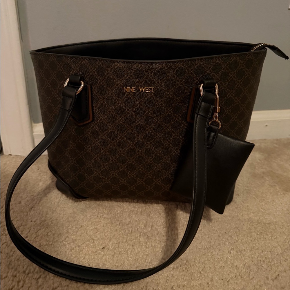 Nine West Dark Brown Tote with Black Accents